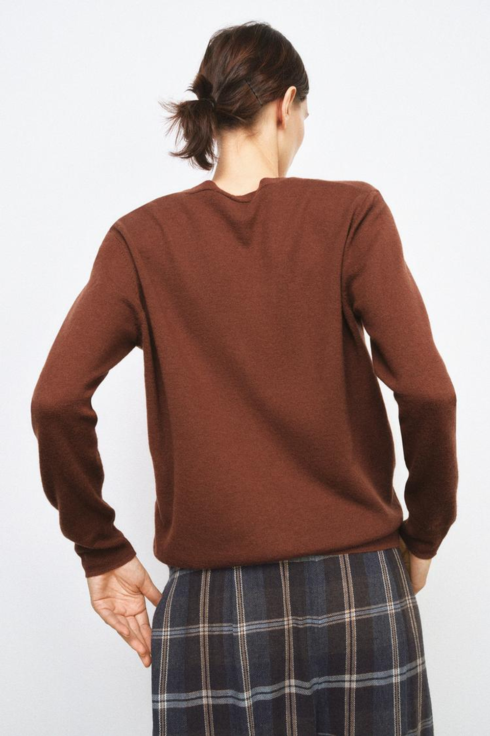 ZARA КАРДИГАН ИЗ 100% СВЕРХМЯГКОЙ ШЕРСТИ, КОРИЧНЕВЫЙ