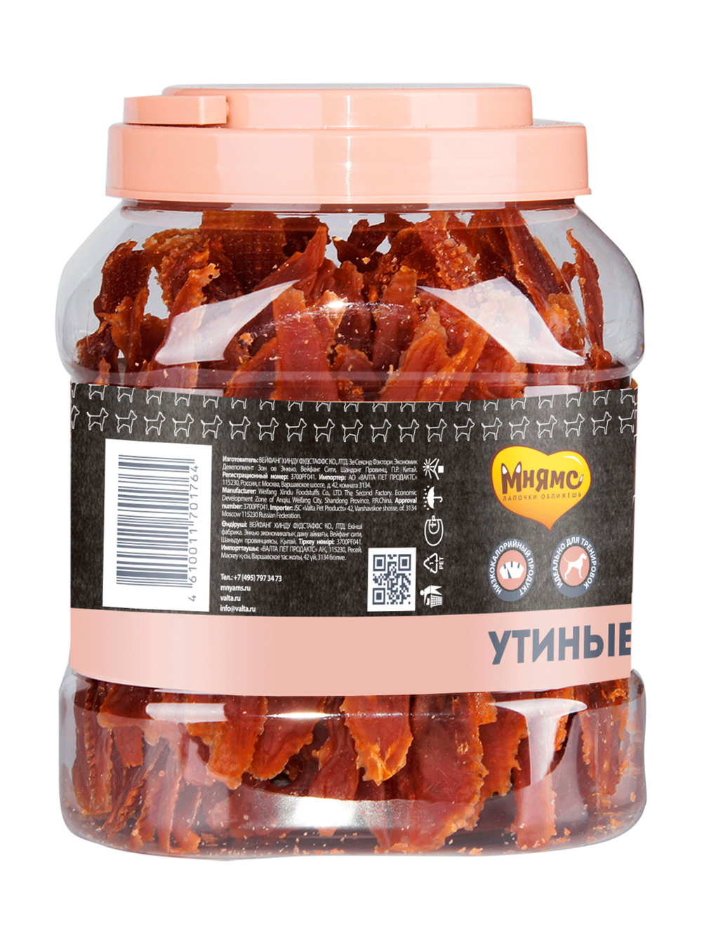 Лакомство Мнямс На каждый день для собак Утиные грудки в банке 800 г