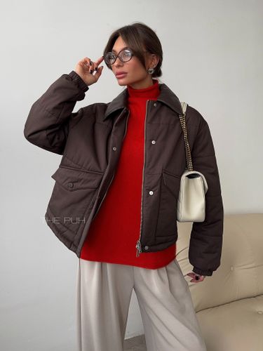 Укороченная куртка шоколадного цвета