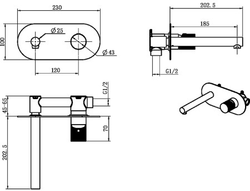 Смеситель из стены TOUCH Boheme STICK 125-BG.2