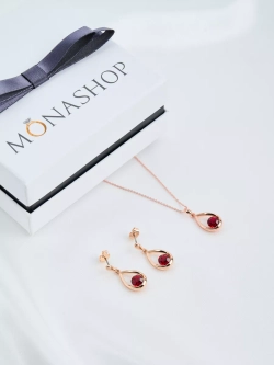 Кулон-капля Белла с красным кристаллом Swarovski