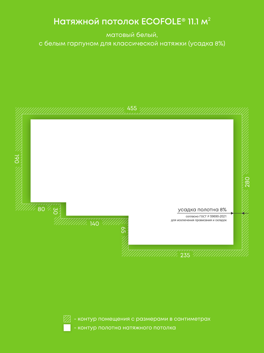 Натяжные потолки 8.6 м2, 11.1 м2