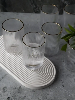 Набор бокалов для воды, 450мл. 6 шт. с золотой каймой