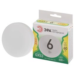 Лампочка светодиодная ЭРА GREEN LINE LED GX-6W-830-GX53 GL GX53 6 Вт таблетка теплый свет | Лампы cветодиодные Плоские (GX)