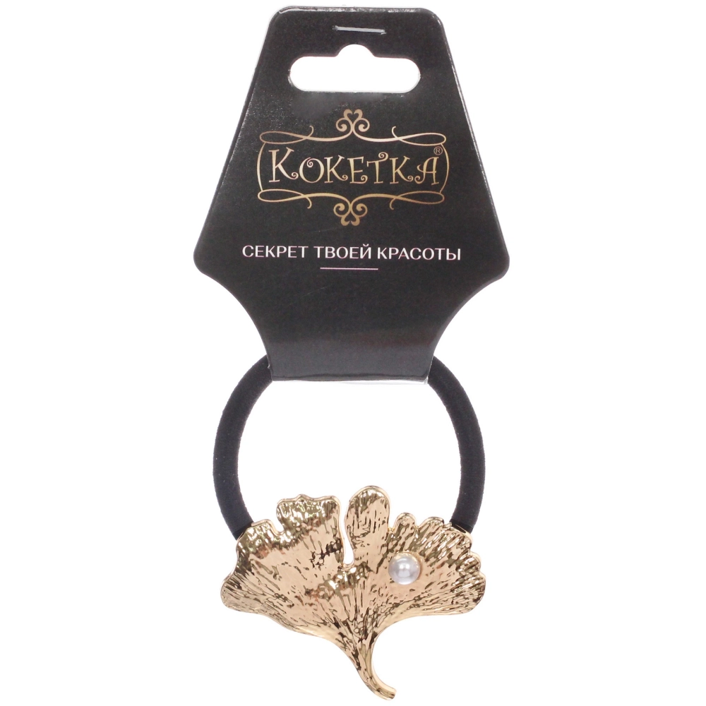 Резинка для волос с декором «AKS - DesignPRO», листик, цвет золото, 5*4см