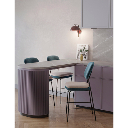 Стул полубарный с контрастным кантом Bergenson Bjorn Pea, велюр, сине-зеленый/бежевый