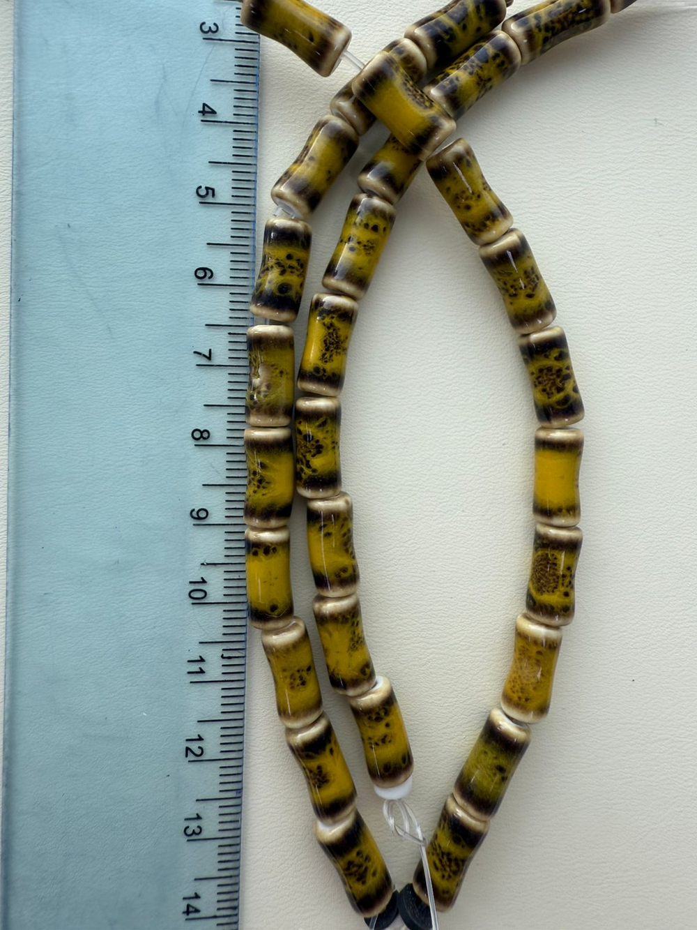 бкбг Бусина керамическая "Бамбук" 12*6мм, горчичный