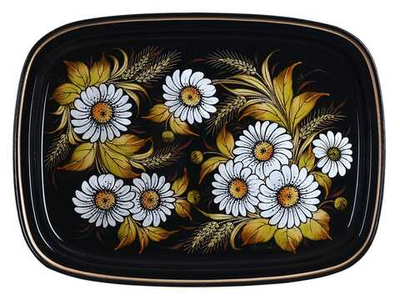 Жостовский поднос декоративный, размер 33х24 см (A12), металлический