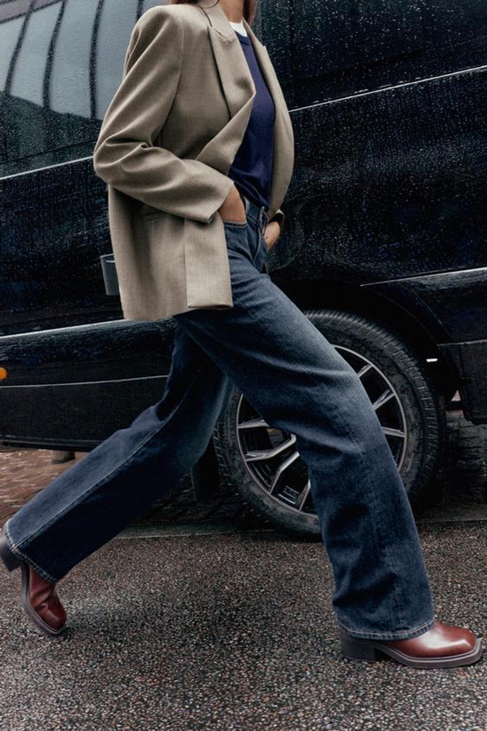 ZARA ДЖИНСЫ Z.04 STRAIGHT FULL LENGTH С ВЫСОКОЙ ПОСАДКОЙ, СИНИЙ