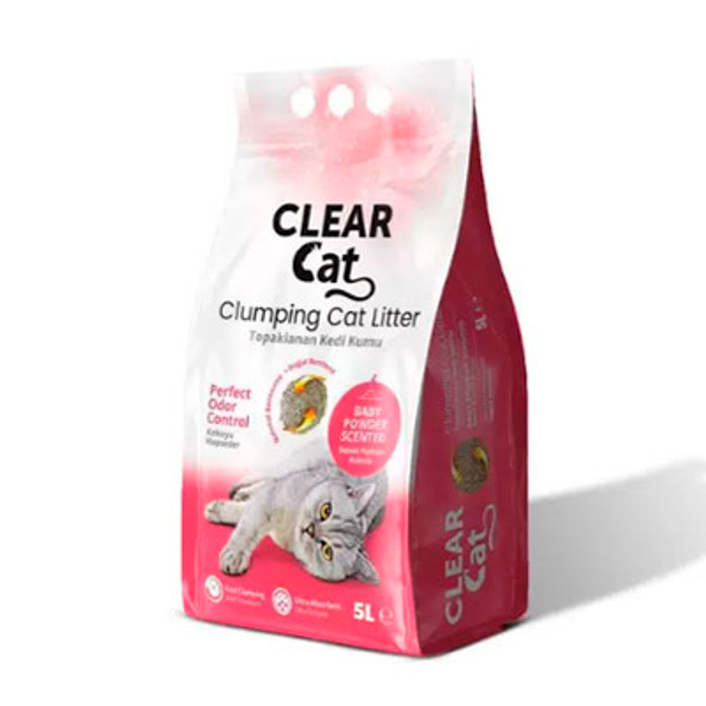 CLEARCAT Наполнитель бентонитовый комкующийся с ароматом детской присыпки