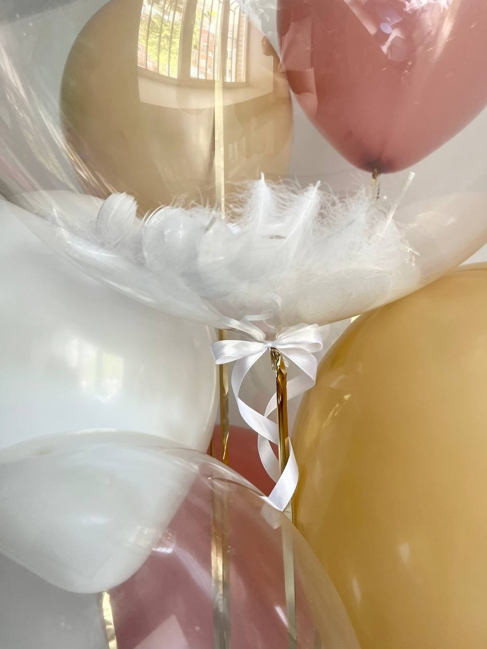 Воздушные шары стильные пудра/белый №3312