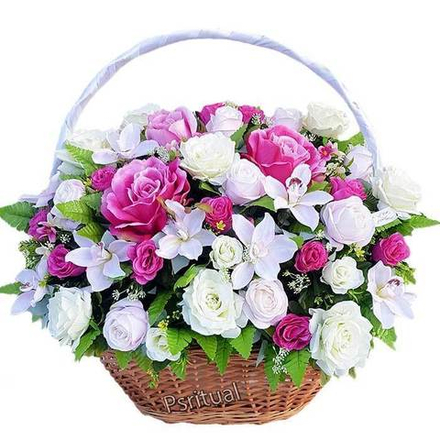 Корзина соломенная большая (белая)