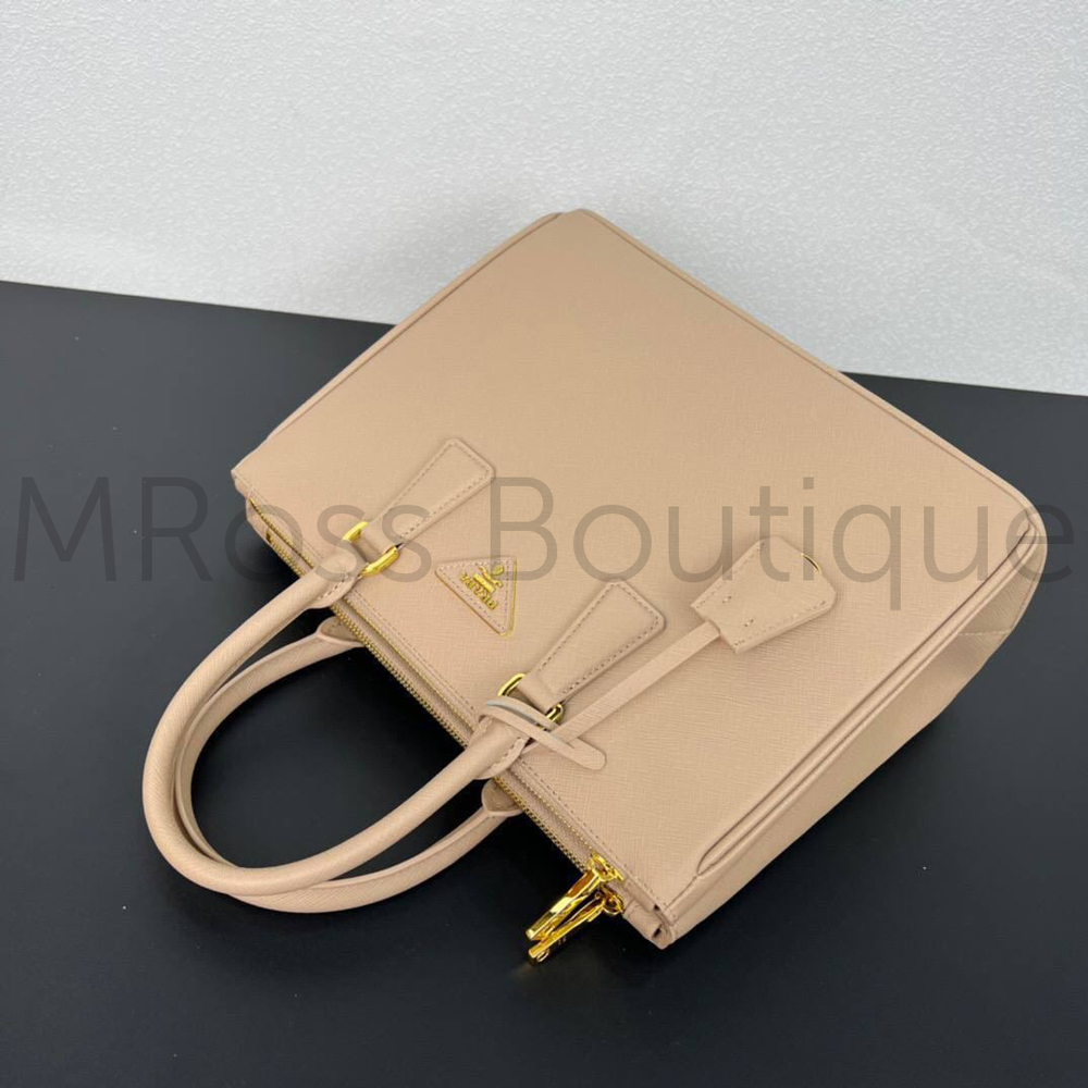 Бежевая сумка Prada Galleria из сафьяновой кожи