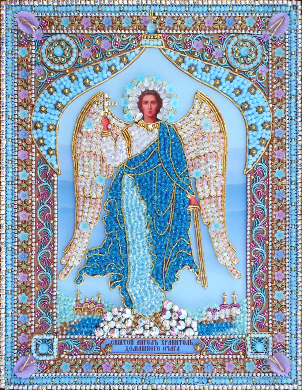 И-24 Набор для вышивания хрустальными камнями Ангел Хранитель домашнего очага