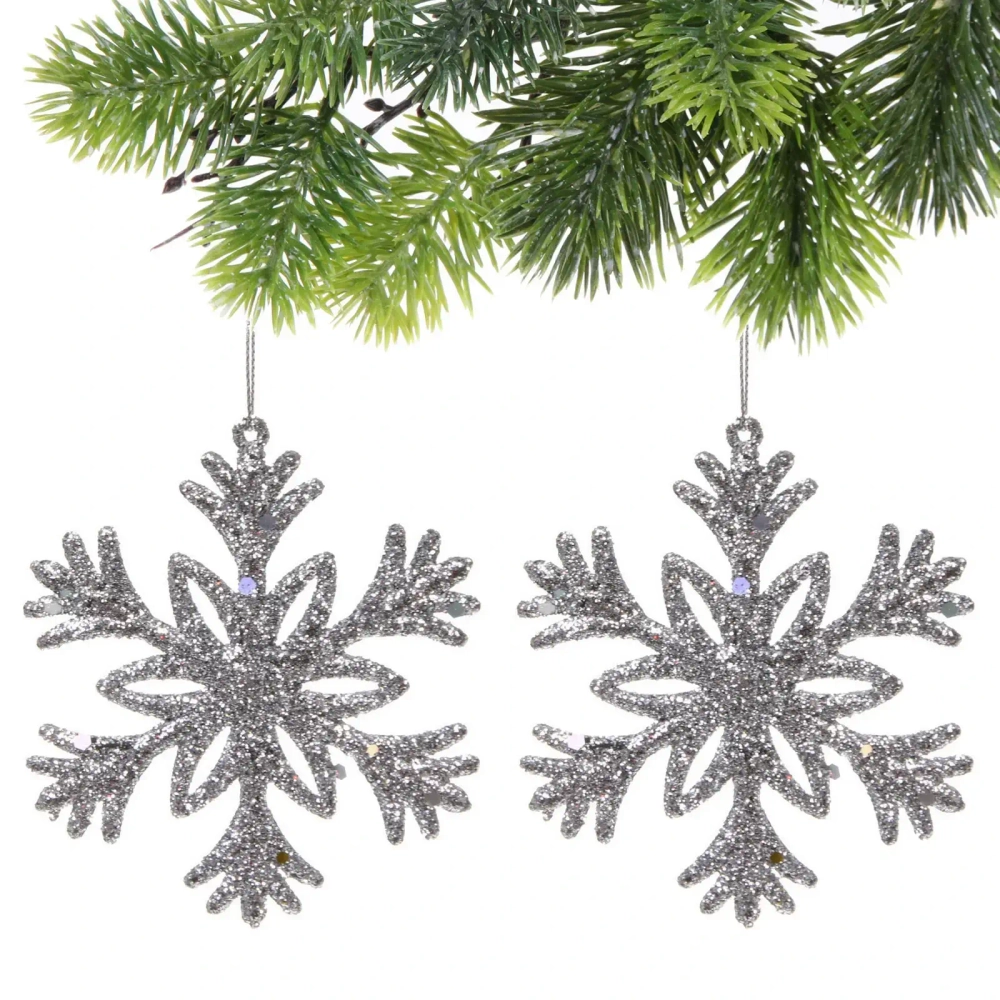 Подвеска «Снежное волшебство» 10 см (набор 2 шт), серебро
