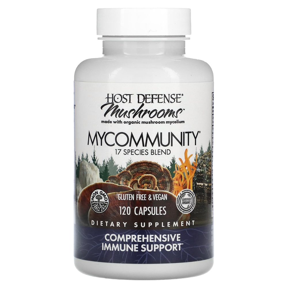 Host Defense, Host Defense Mushrooms, MyCommunity, добавка на основе грибов, 120 капсул