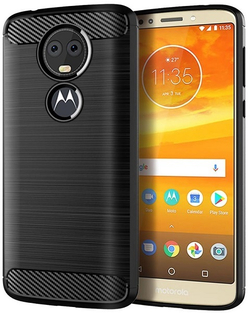 Чехол для Motorola Moto E5 Plus (E5 Supra) цвет Black (черный), серия Carbon от Caseport