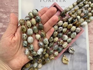 Нить бусин из гелиотропа 12-16мм (галтовка)