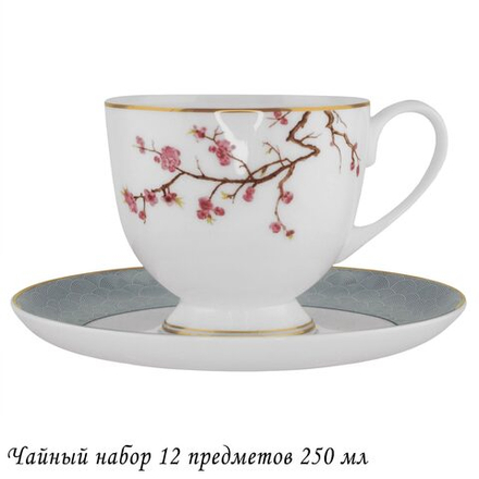 Lenardi 145-631 Чайный набор 12пр. 250 мл САКУРА в под.уп.(х10)Костяной фарфор