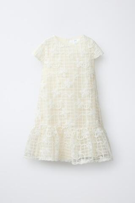 ZARA ПЛАТЬЕ ИЗ ПОЛУПРОЗРАЧНОЙ ТКАНИ С ЦВЕТОЧНЫМ ПРИНТОМ, ЭКРЮ