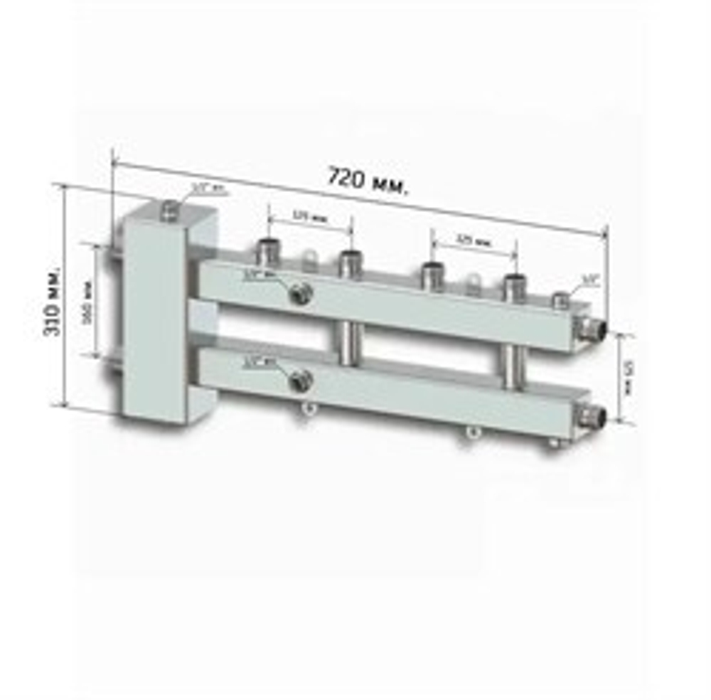 ЭТНА М2+1 Гидрострелка 80/80 Гидравлический разделитель с коллектором нержавейка Aisi 304