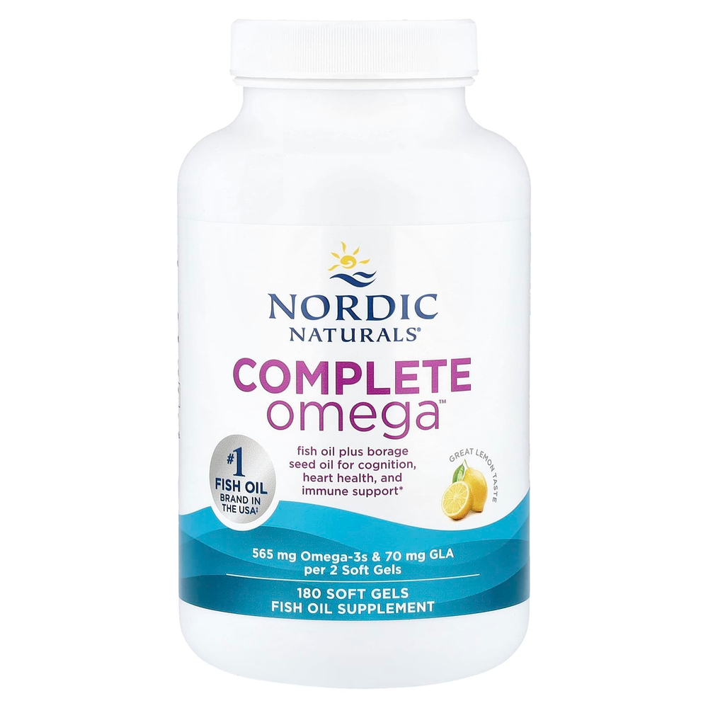 Nordic Naturals, Complete Omega™, лимон, 180 капсул