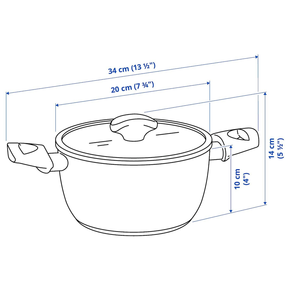 IKEA HUSKNUT  (ИКЕА ХУСКНУТ)  -  Кастрюля с крышкой, антипригарное покрытие, черный, 2,7 л