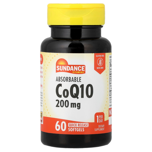 Sundance Vitamins, Коэнзим Q10, абсорбируемый, 200 мг, 60 капсул с быстрым высвобождением