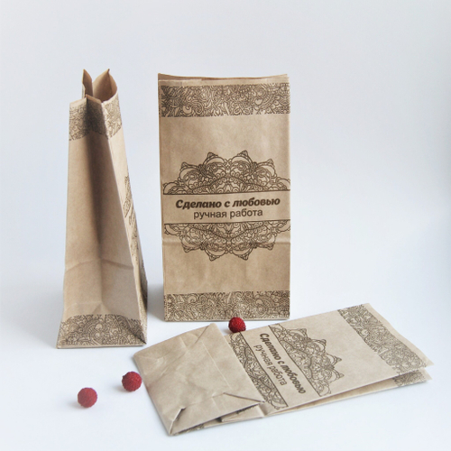 Пакет крафт Сделано с любовью 1 упаковка (100 шт)