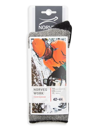 Термоноски мужские Norveg Work высокие 9WRSMRU-218, серые