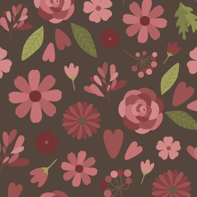 Цветочный принт на тёмном фоне