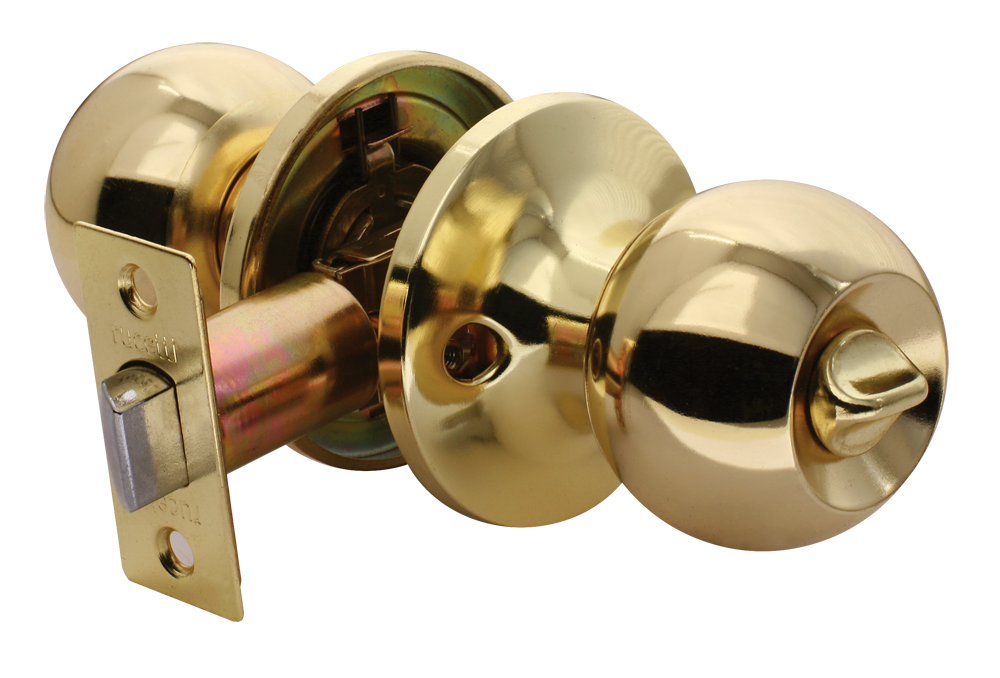 Ручка дверная с защелкой DOOR HANDLE золото круглая 576 РВ ВК