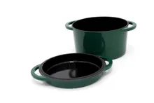 Жаровня чугунная эмалированная с крышкой, 4 л, круглая, зелёная Big Green Egg