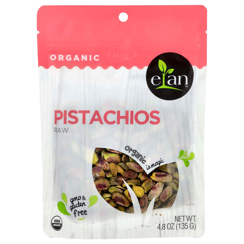 Elan, Органические фисташки, необработанные, 135 г (4,8 унции)
