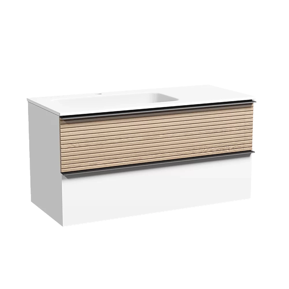 Тумба с раковиной Sancos DELTA DL100LW + CN7014 100 дуб светлый/белый