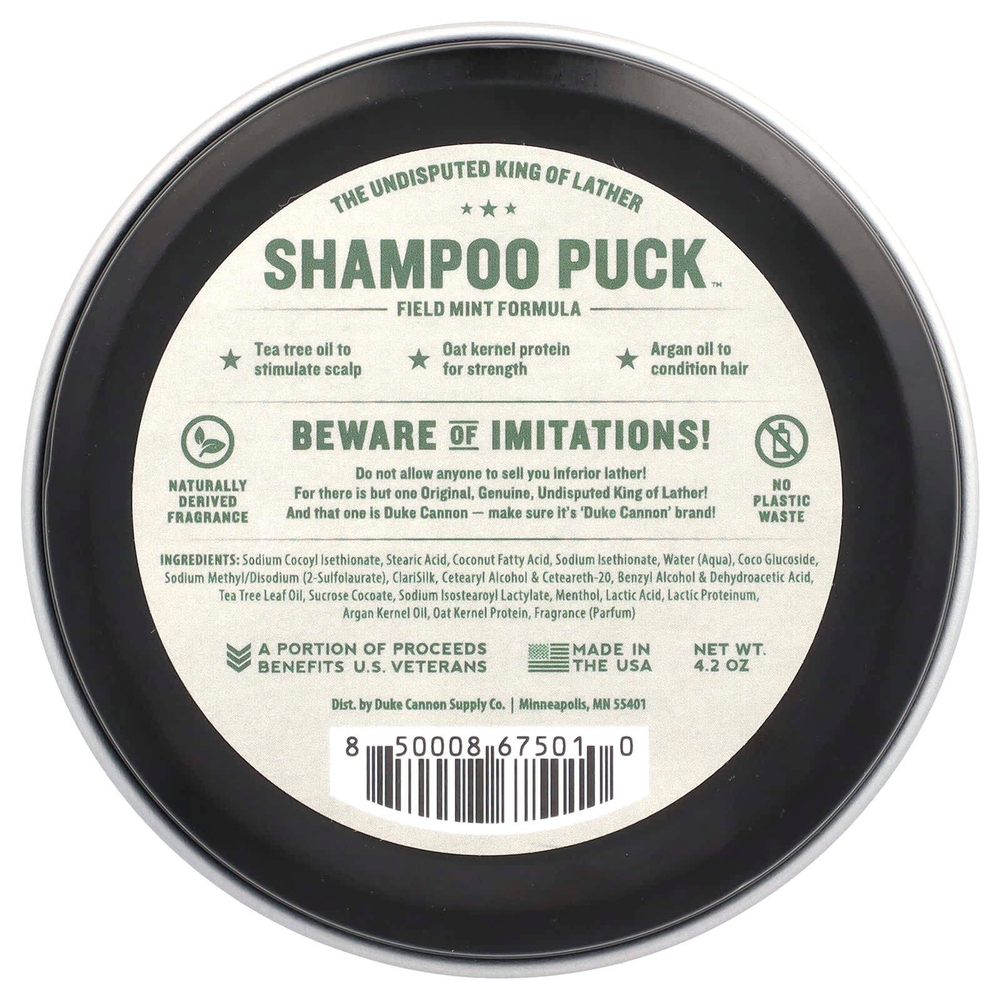Duke Cannon Supply Co., Shampoo Puck ™, формула с полевой мятой, 4,2 унции