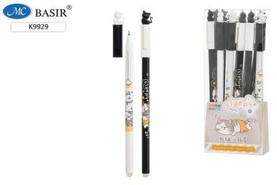 Ручка пиши-стирай гелевая 0,5mm, синий "Котенок" (Basir)