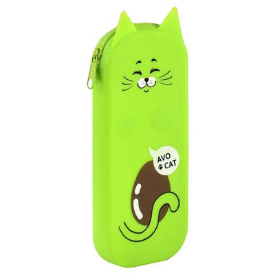 Пенал 1 отд. 8,5х20х2,5 см "Аво-кот" на молнии, силикон (Феникс+)