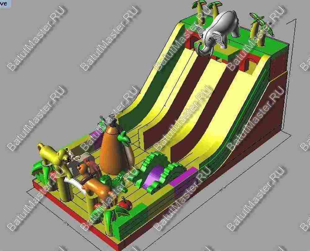 Коммерческий надувной батут "Сафари парк" 15*8*7 м