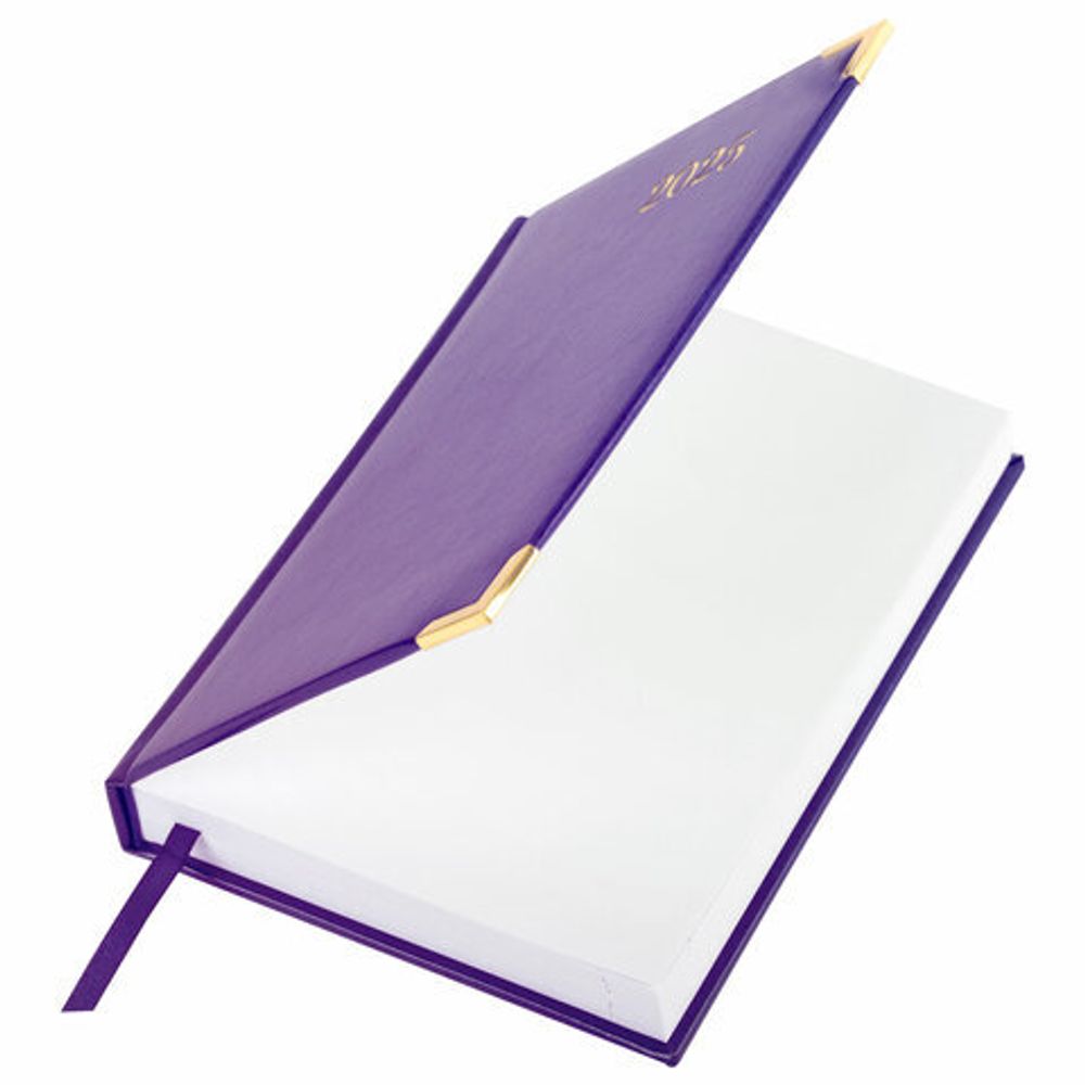 Ежедневник датированный 2025 А5 138x213 мм BRAUBERG "Senator", под кожу, фиолетовый, 115818