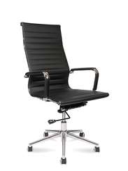Кресло офисное  Техно  хром  черная экокожа