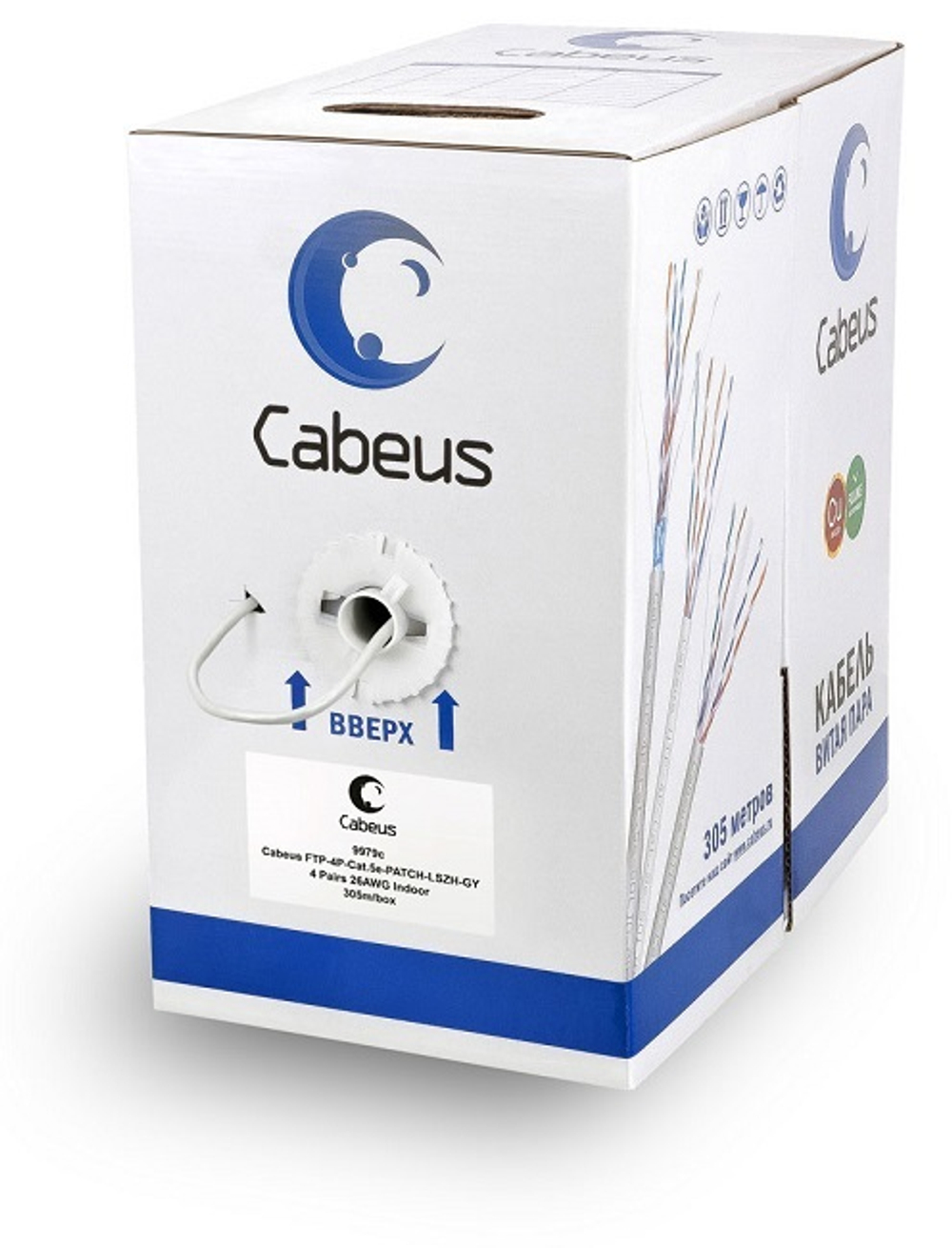 Кабель витая пара F/UTP 5e кат. 4 пары Cabeus FTP-4P-Cat.5e-PATCH-LSZH-GY