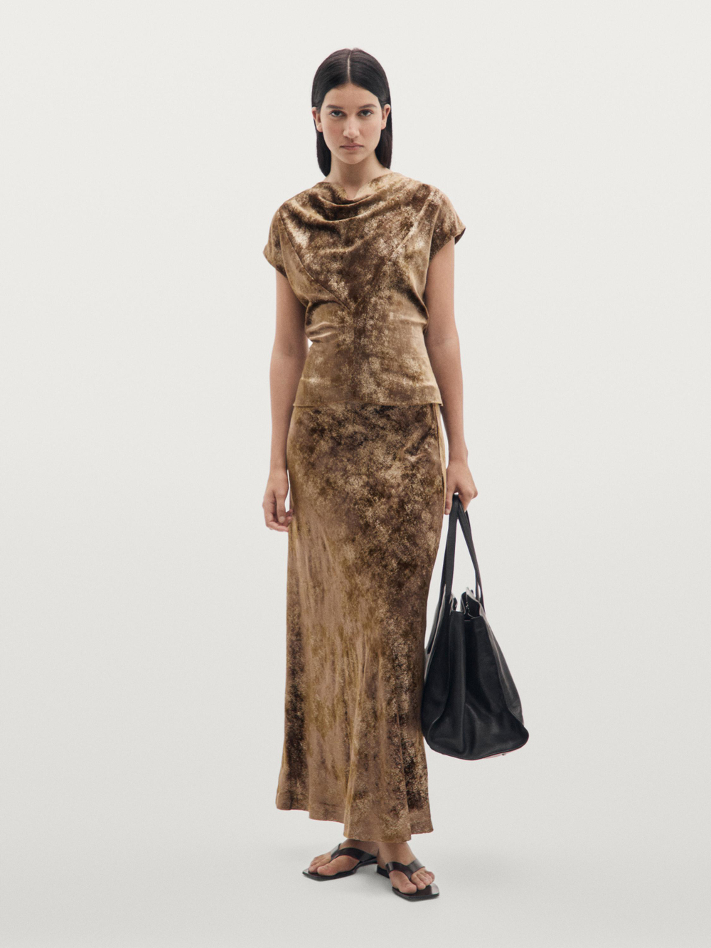 Massimo Dutti Струящийся топ, цвет жженого апельсина