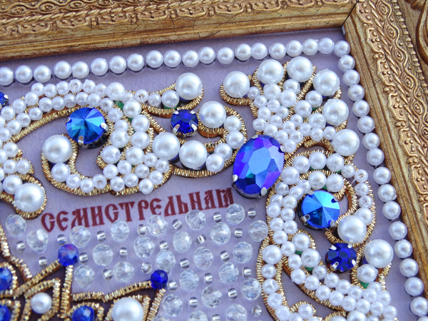 ЖС-4-ЗС Набор для вышивания хрустальными камнями Богородица Семистрельная (синий)