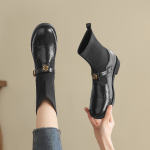 D FUSE SCANDINAVIA Stretch & Sock Boots Cow Split Leather Ankle Boots Women"s