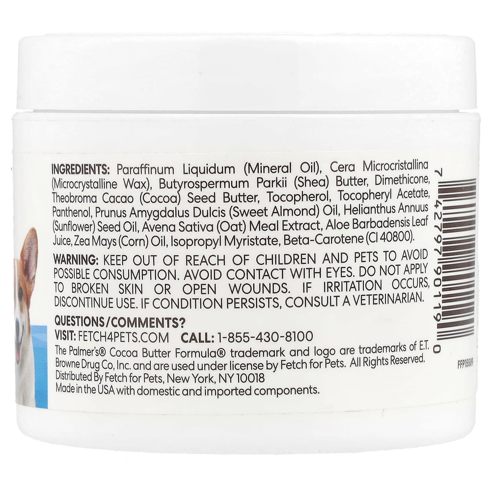 Palmer's for Pets, Coconut Butter Formula® с витамином E, подушечки для губ и бальзам для носа, для домашних животных, без отдушек, 100 г (3,5 унции)
