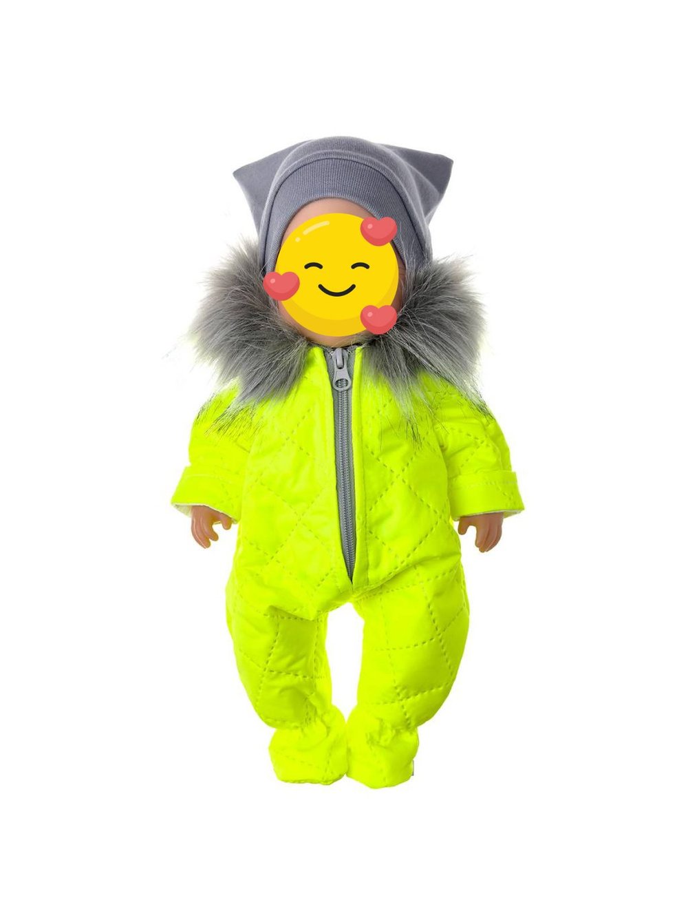 Зимний комбез лимон и шапка для куклы ростом 43 см (986)