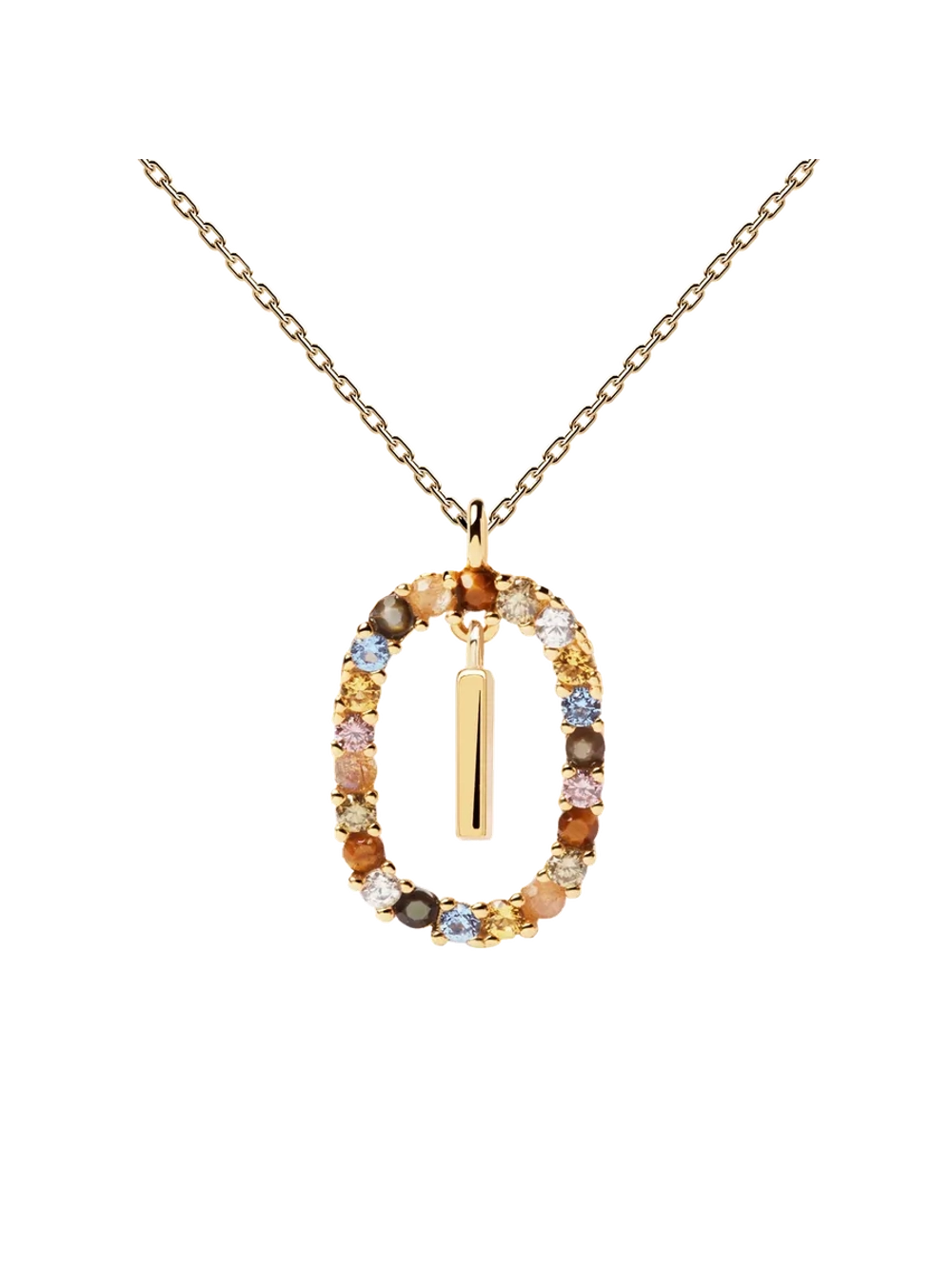 Колье Буква I серебро 925 пробы покрытое золотом