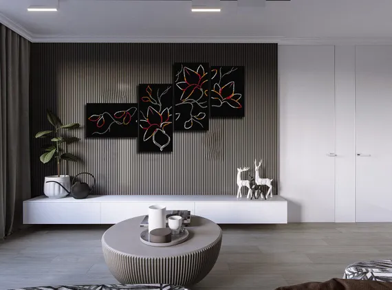 Модульная картина "Композиция с цветами"