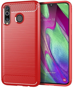 Чехол для Samsung Galaxy A40S (Galaxy M30) цвет Red (красный), серия Carbon от Caseport